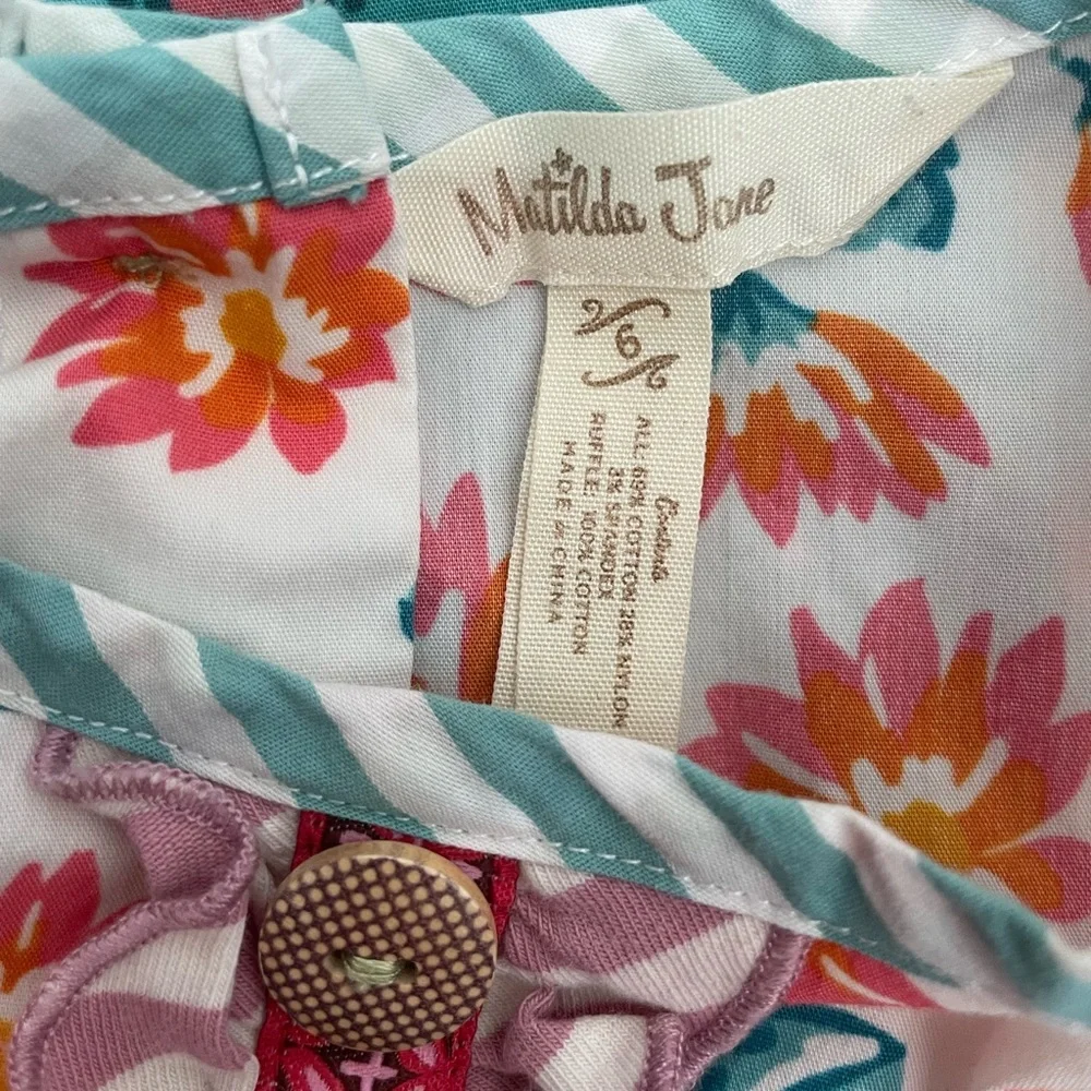 Matilda Jane Girls Tunic Top Size 6 Floral Mixed Print cottagecorekids - Picture 2 of 5
